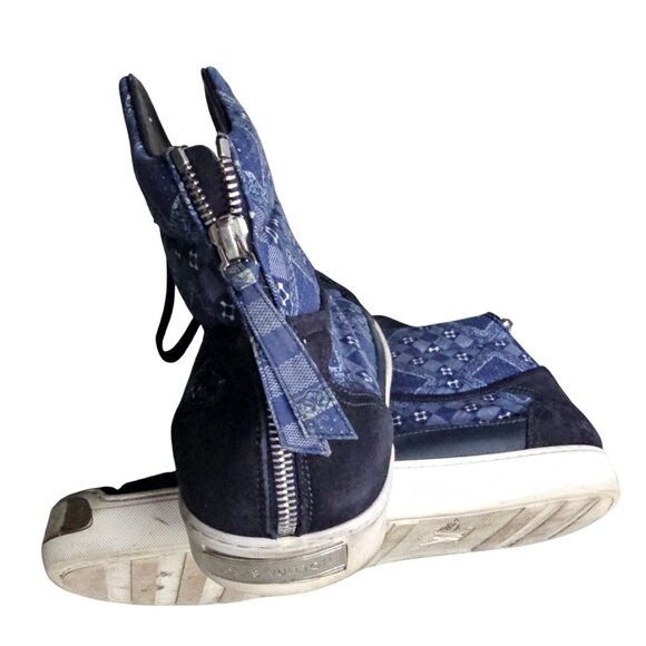 Louis Vuitton On The Road Blue Monogram Bandana High-Top Sneakers Men's Size 11 - Picture 5 of 11